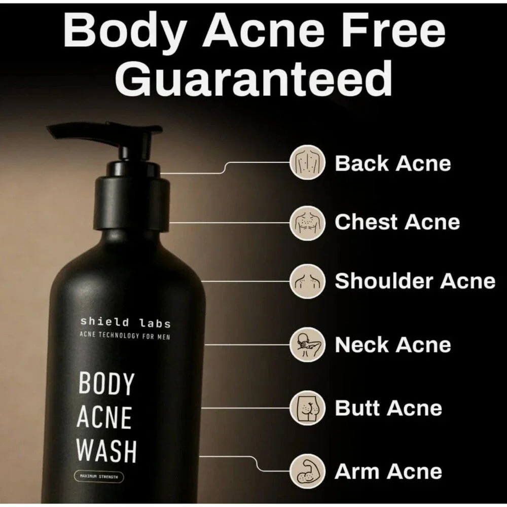 Shield Labs Body Acne Wash Maximum Strength Men 8.5 oz 250mL NEW Exp 02/28